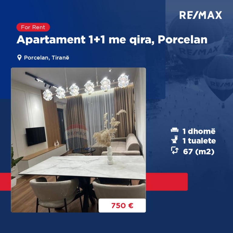 Apartament 1+1 me qira, Porcelan