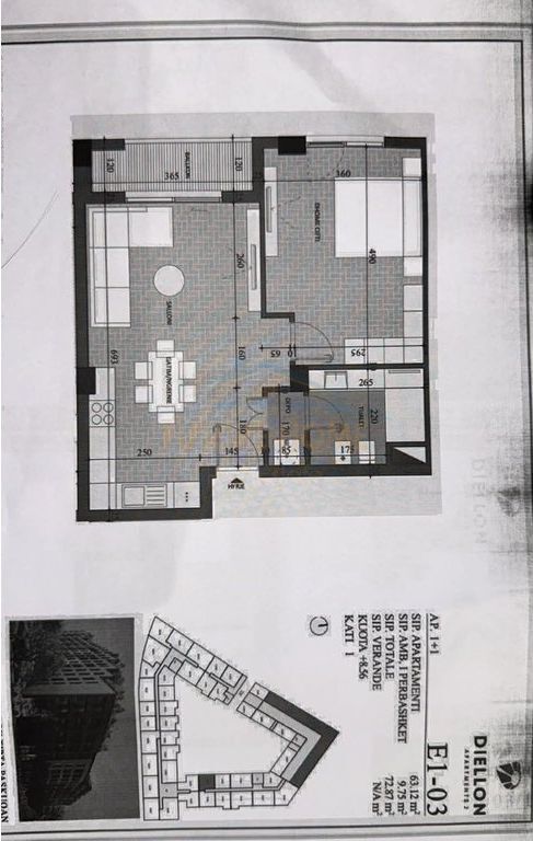 Apartment 1+1 Diellon Residence Paskuqan for sale