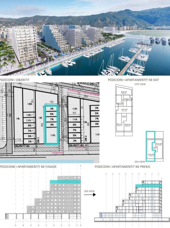 Sale apartment 3+1 Vlora Marina (Lungomare with sea view opposite the yacht port, first line)