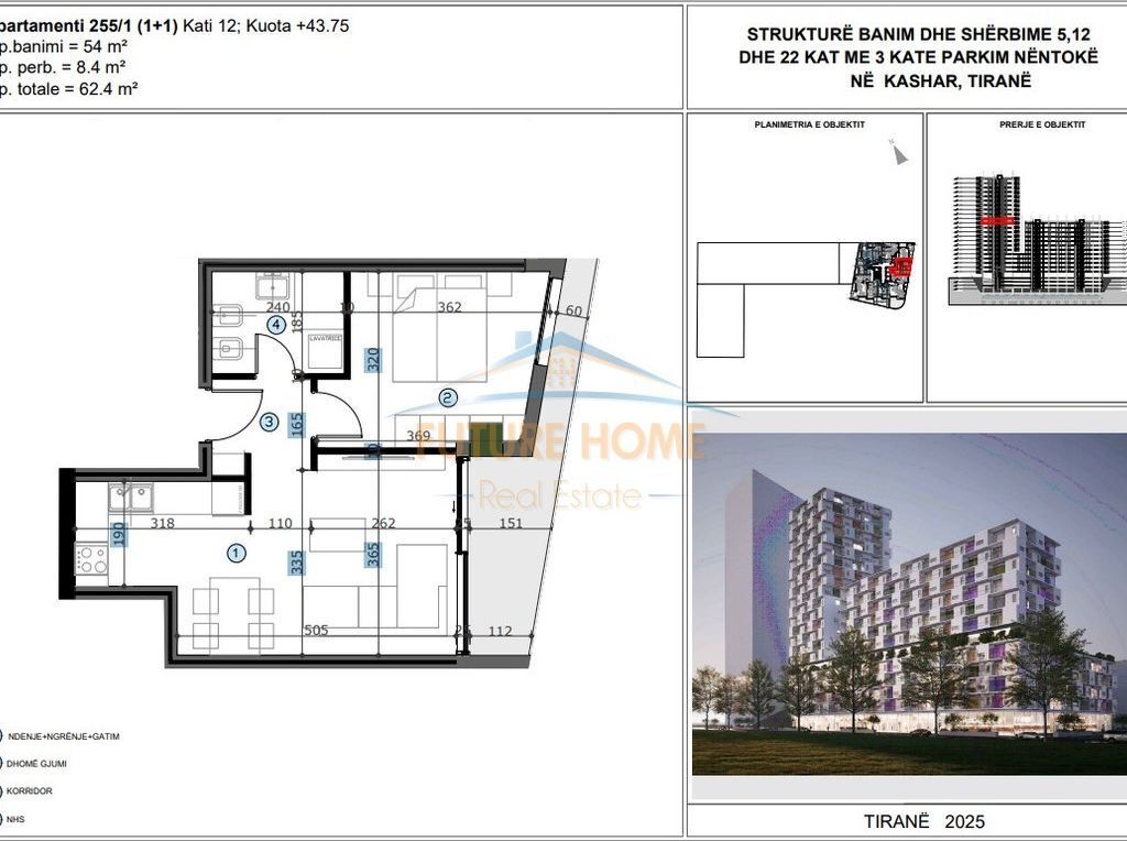Shitet, Apartament 1+1, Unaza e Re, Tirane.