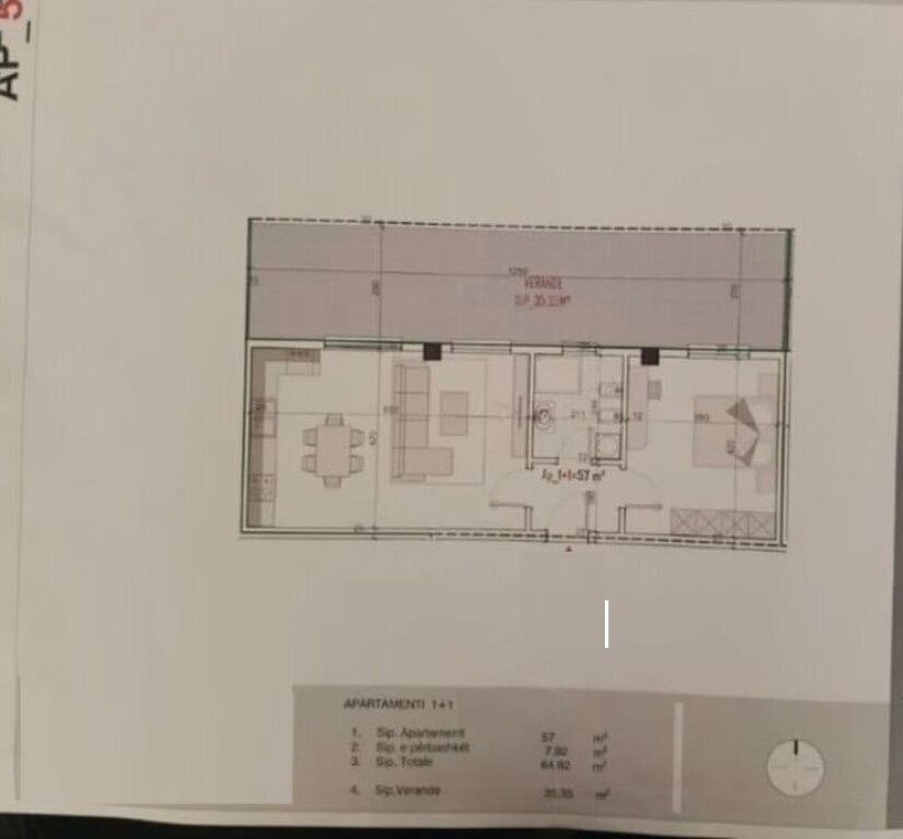 Shitet Apartament 1+1 + Verandë | Rezidenca Prime 3, Kamëz (ID 41111515)