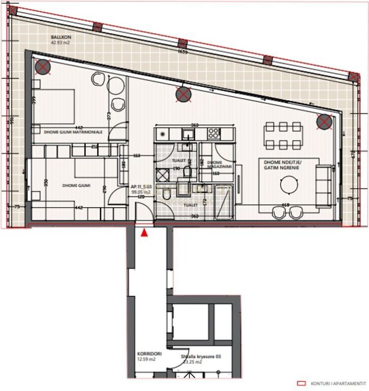 Apartment 2+1+parking space Vlora Marina