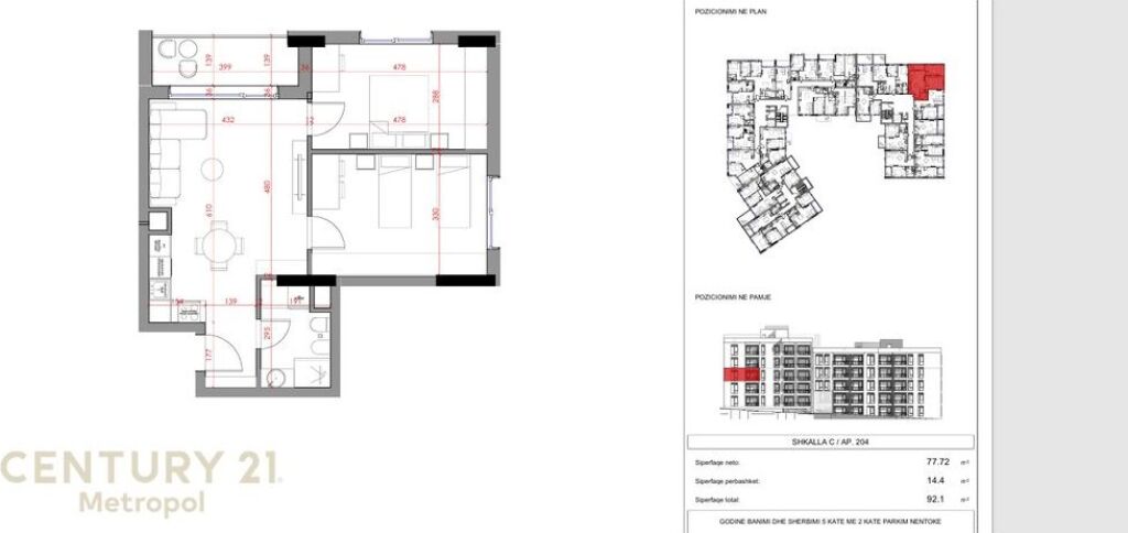 SHITET APARTAMENT 2+1 NE NORTH PASKUQAN