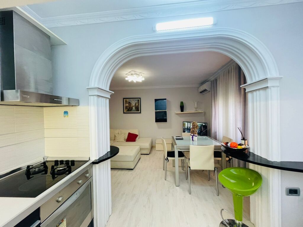 At GARDA For Rent: 2+1 +1 Parking Spot  (near XHEKO IMPEEIAL  - 4th floor - 700€ - Area 80m² || Fully furnished with everything Perfect location