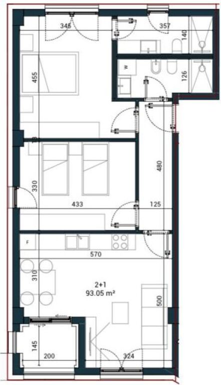 Apartament 2+1 per shitje tek San Palase Residence ne Palase.