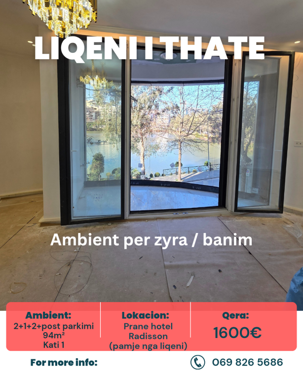 Apartament me qera, per zyre dhe banim, 2+1+2+post parkimi, Liqeni i Thate