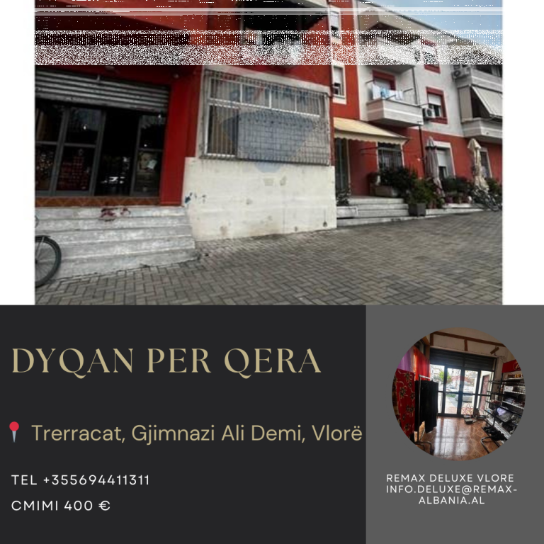 🏬 SHOP FOR RENT – TERRACES, NEAR “ALI DEMI” HIGH SCHOOL, VLORË