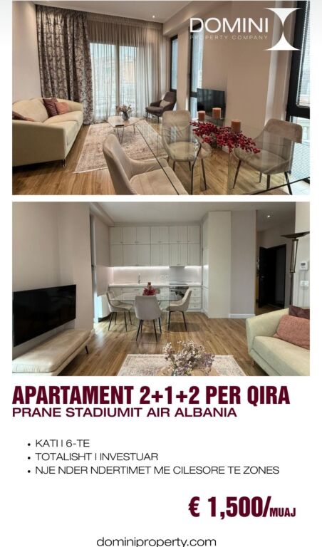 Apartament 2+1+2 Per Qira Prane Stadiumit Air Albania