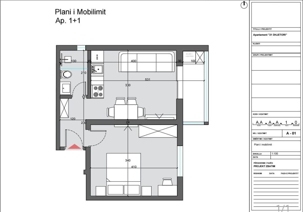 APARTAMENT 1+1 NE SHITJE TE KRYQEZIMI 21 DHJETORIT