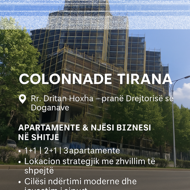Shitet apartament 2+1 Rezidenca Colonnade, Zogu i Zi, rruga Dritan Hoxha