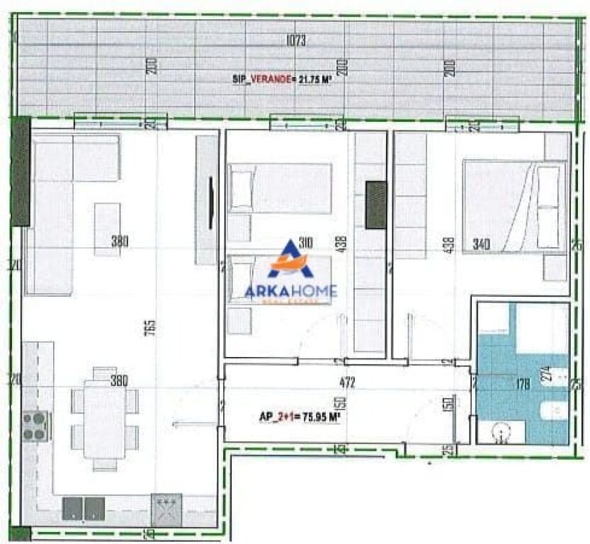 VENDESI APPARTAMENTO 2+1+VERANDA "A PASKUQAN" 104.378 EURO