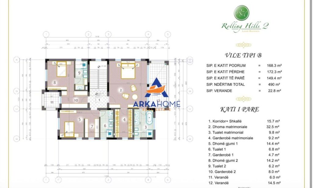 VILLA 3 PIANI IN VENDITA "RROLLING HILLS 2" 1.600.000 EURO