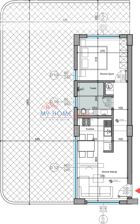 Apartment 1+1+ veranda for Sale at Turquoise Marina Gjiri i Lalzit