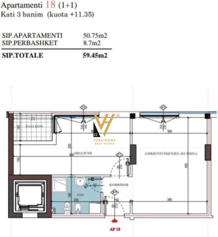 FOR SALE APARTMENT 1+1+BLK IN DON BOSKO 128,000 EURO