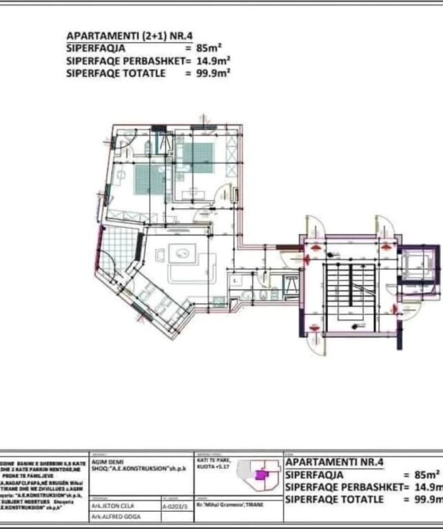 👌 SHITET APARTAMENT 2+1+2 + POST PARKIMI – PRANË SHKOLLËS SË BALETIT &amp; “MIHAL GRAMENO”