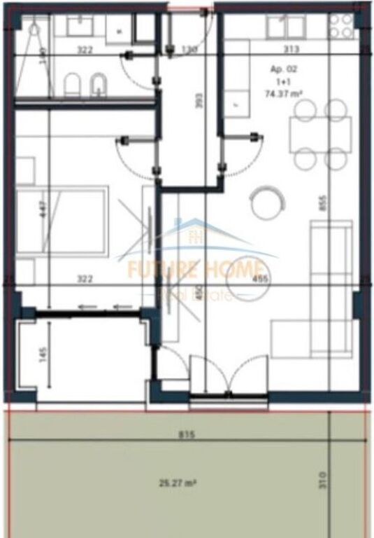 For sale, Apartment 1+1, Sun Palasë Residence