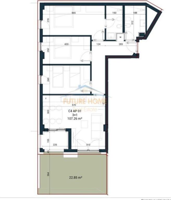 Shitet, Apartament 3+1+2, Sun Palasë Residence