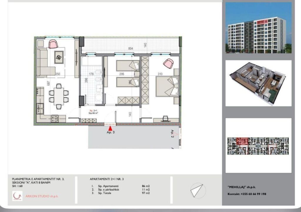 VENDESI APPARTAMENTO 2+1 KAMEZ 85.000 EURO