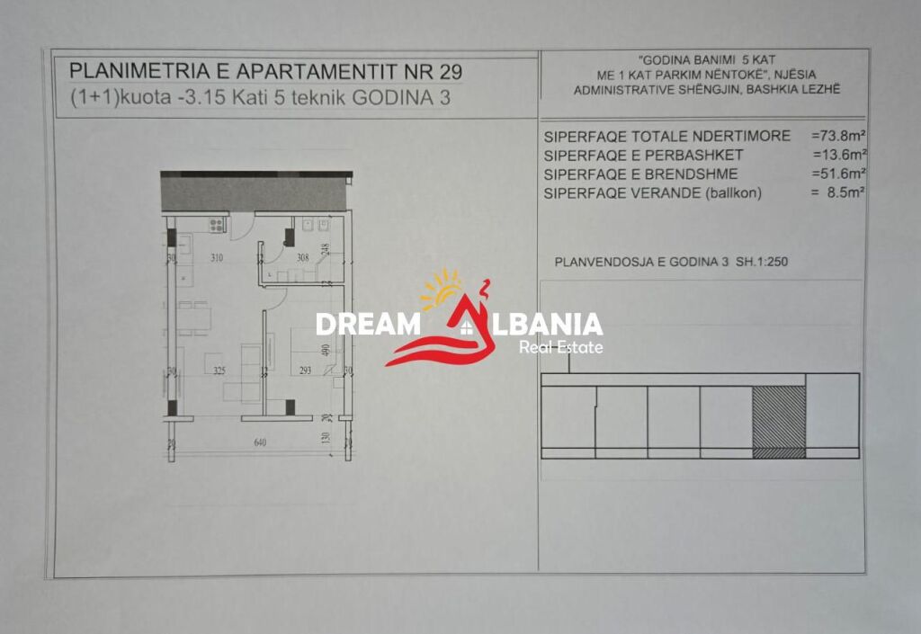 Appartamento in vendita 1+1 a Shëngjin (ID 41111524)