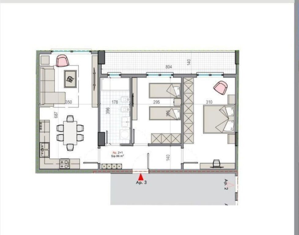 VENDESI APPARTAMENTO 2+1 KAMEZ 85.000 EURO
