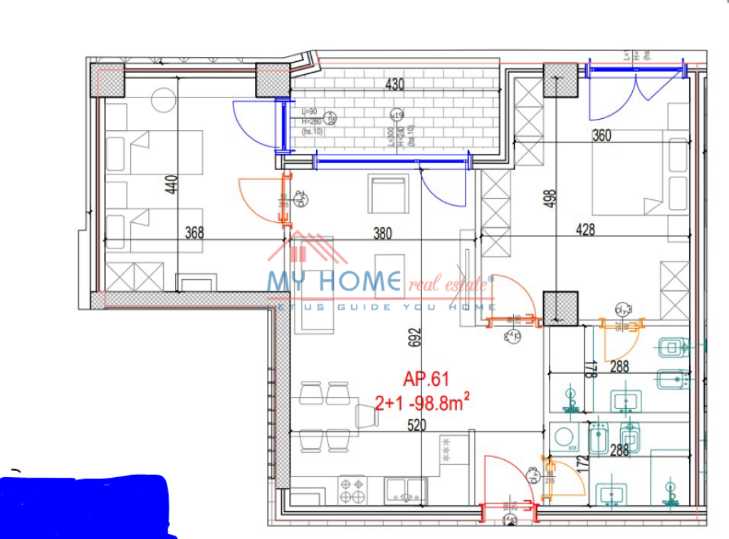 Appartamento 2+1 in vendita a Don Bosko Tirana
