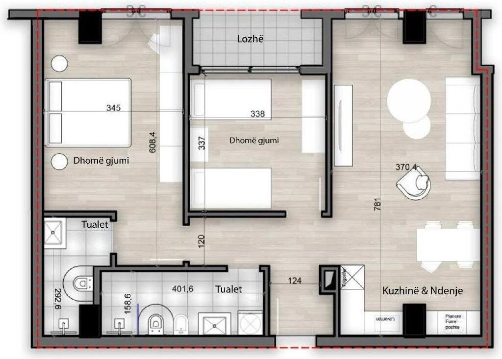 Apartament 2+1+2 në Shitje Porcelan