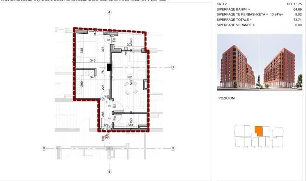 Apartment 1+1 for sale at 21 Dhjetori – Near the Construction Engineering!