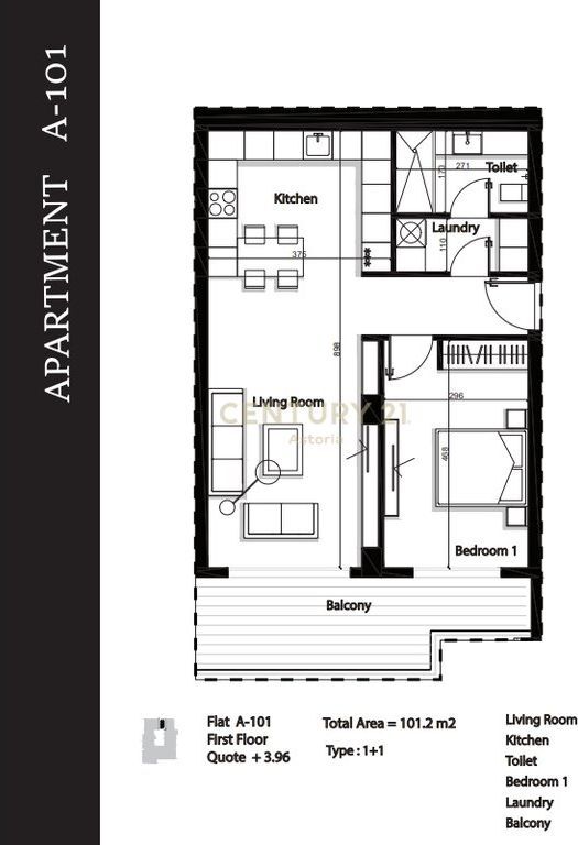 APARTMENT 1+1 FOR SALE AT GREEN TERRACE RESIDENCE, PALASE