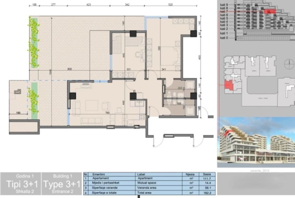 Super 2+1 apartment for sale Sarande