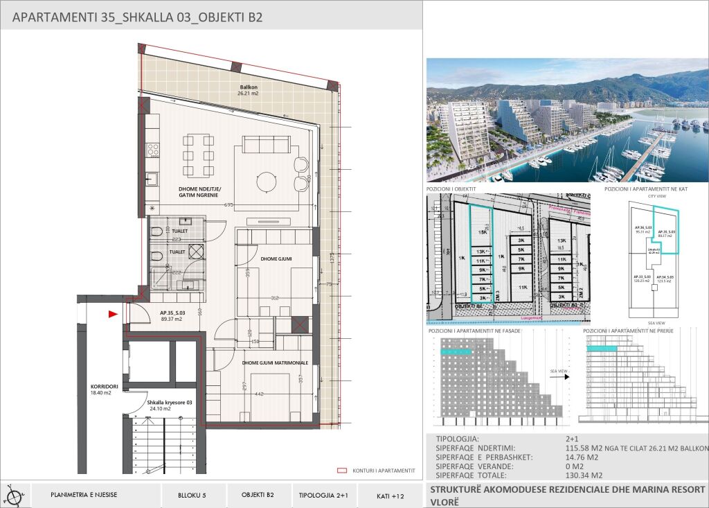 Appartamento 2+1 In Vendita Vlora Marina (Lungomare)