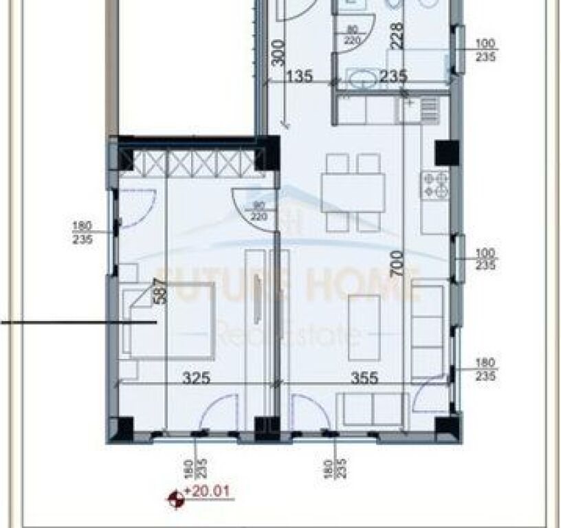 Shitet, Apartament 1+1, Kompleksi Aura, Rruga Dritan Hoxha, Tirane.