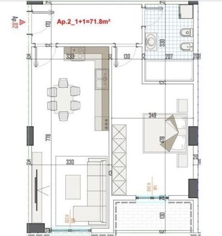 APARTAMENT 1+1 NE UNAZEN E RE PASKUQAN GATI PER BANIM! 98,000 € Sip. Totale  84m2