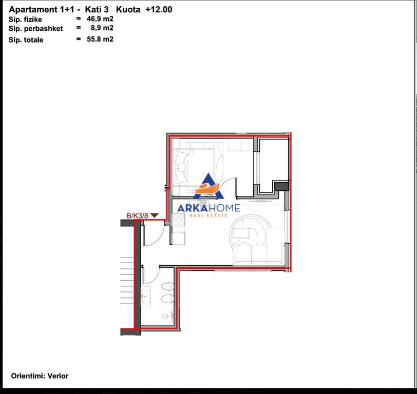 SHITET APARTAMENT 1+1+ BALLKON "PASKUQAN" 56.280 EURO