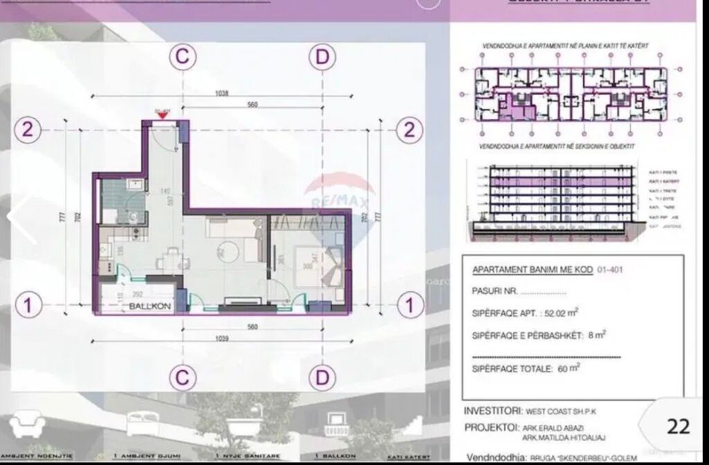 Apartament 1+1 për shitje në Golem