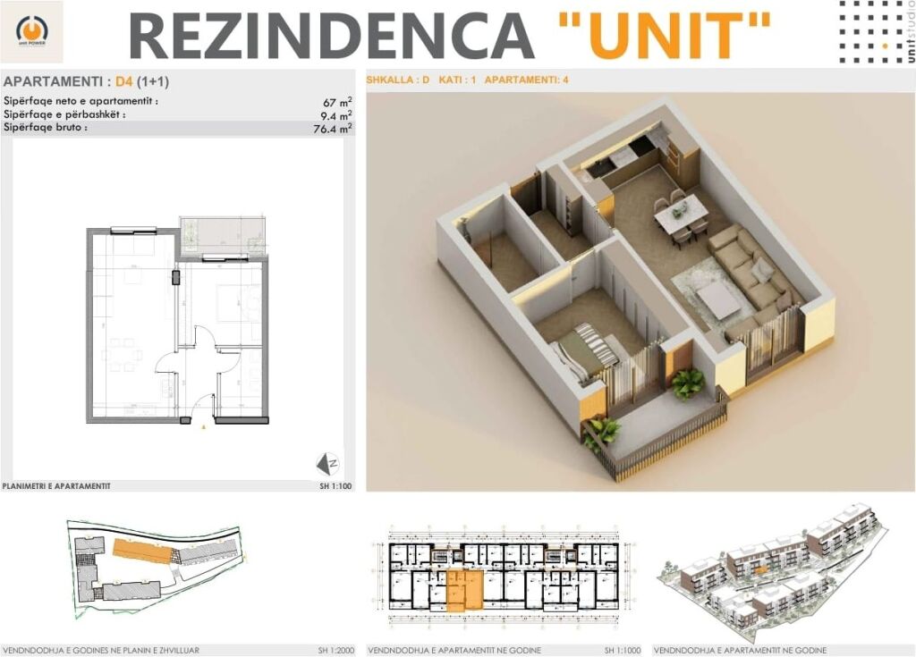 🏢 SHITET APARTAMENT 1+1 – REZIDENCA UNIT