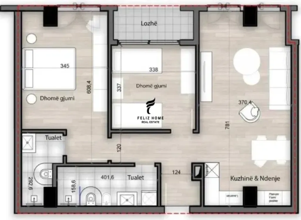 SHITET APARTAMENT 2+1 PORCELAN 169.000 EURO FH-59182