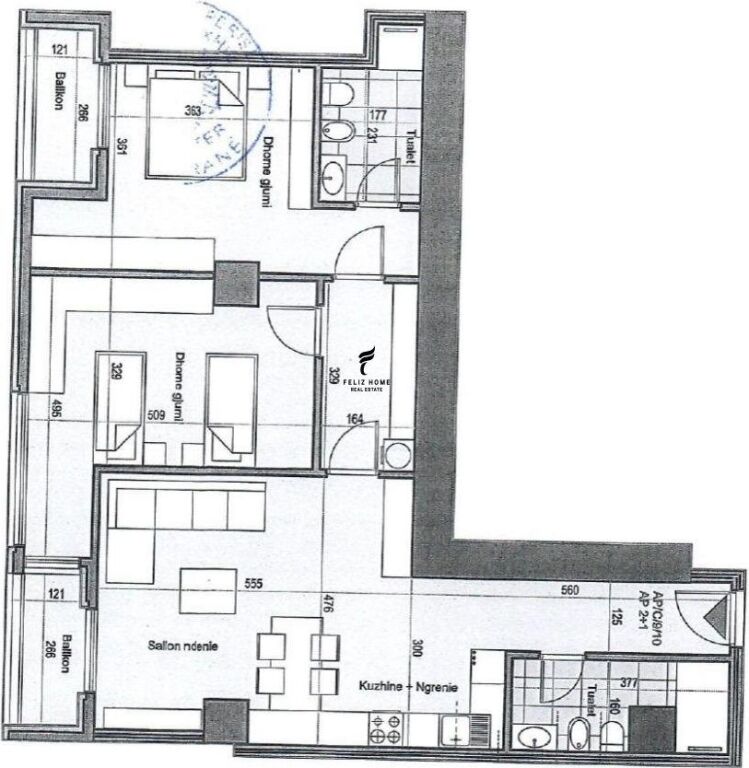 SHITET APARTAMENT 2+1+2 21 DHJETORI 314.500 EURO FH-64166