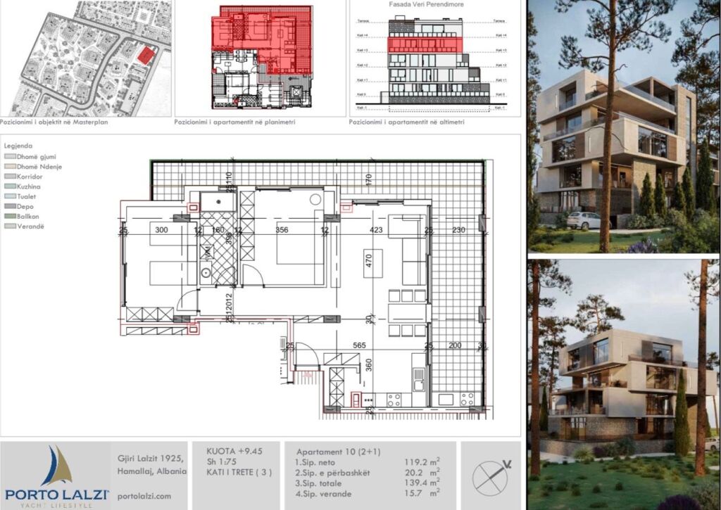 Apartament 2+1 me pamje nga deti, Porto Lalzi