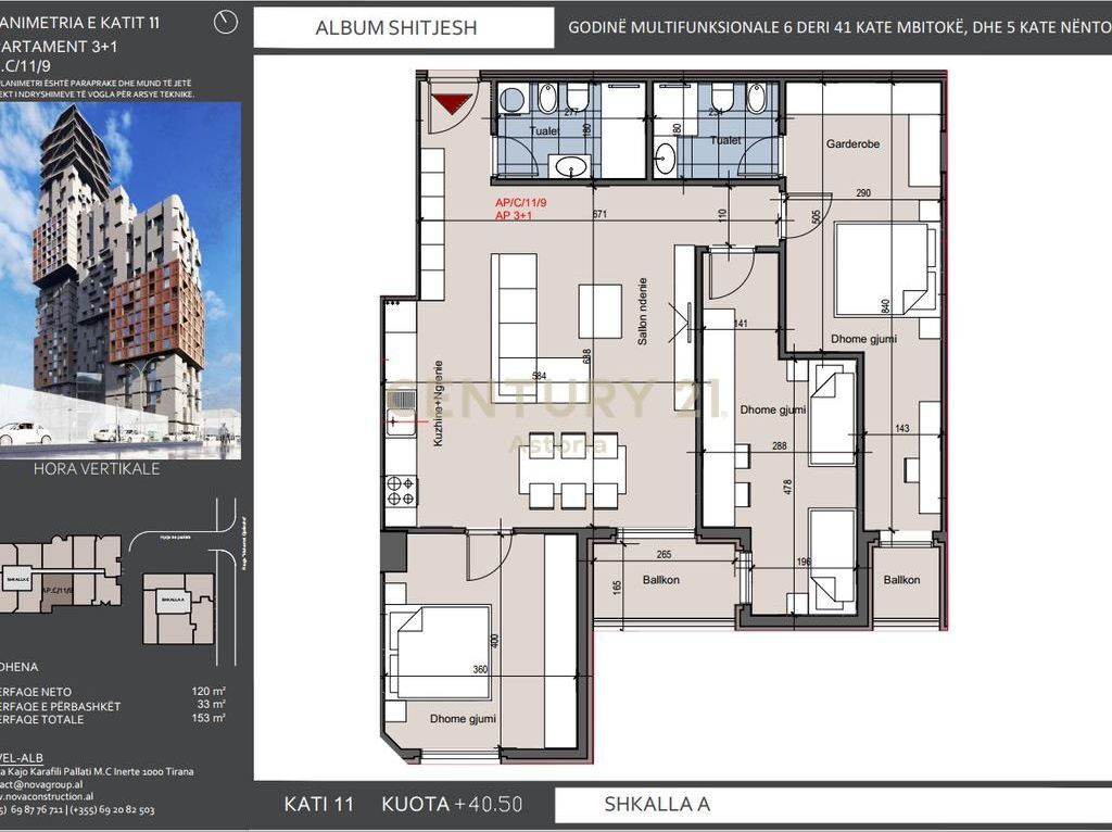 SHITET APARTAMENT 3+1+2 NE REZIDENCEN HORA VERTIKALE