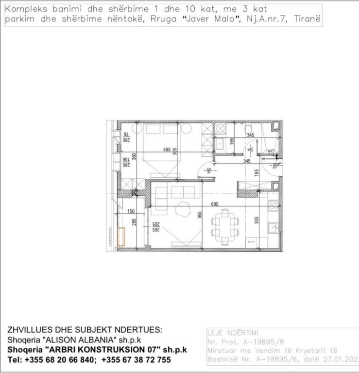 Apartment 1+1 for sale, Tirana Riverside Residences