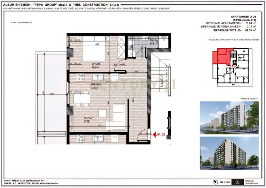 APARTAMENT 1+1 PER SHITJE TEK ISH FUSHA E AVIACIONIT 120,000 €