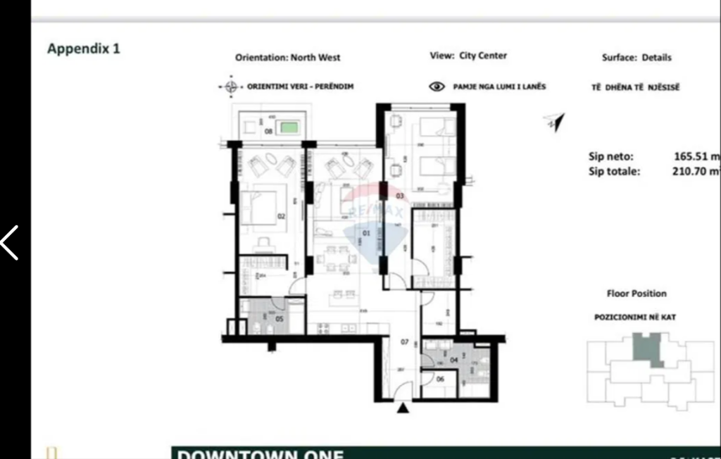 Apartament per shitje 2+1+2 tek DOWNTOWN 1