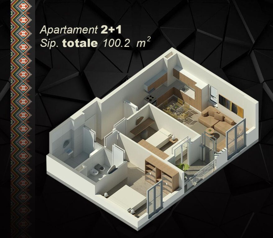 Apartment 2+1 and parking, for sale in new construction, Paskuqan area