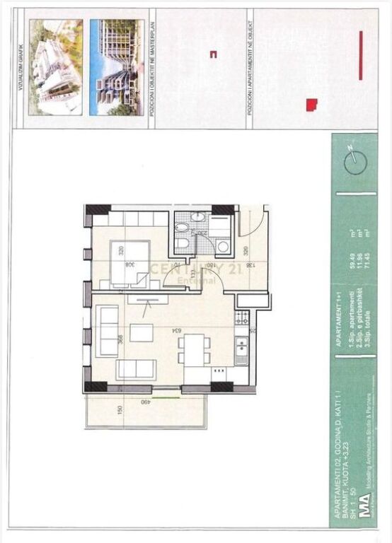 Apartment 1+1+ Parking Space for sale in Univers City