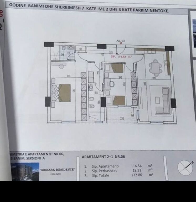 Apartament 2+1+2 per shitje Monark Residence Paskuqan !