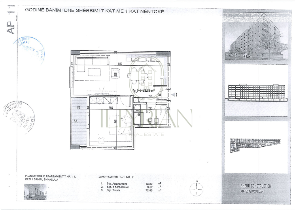 Apartament modern 1+1 me planimetri praktike