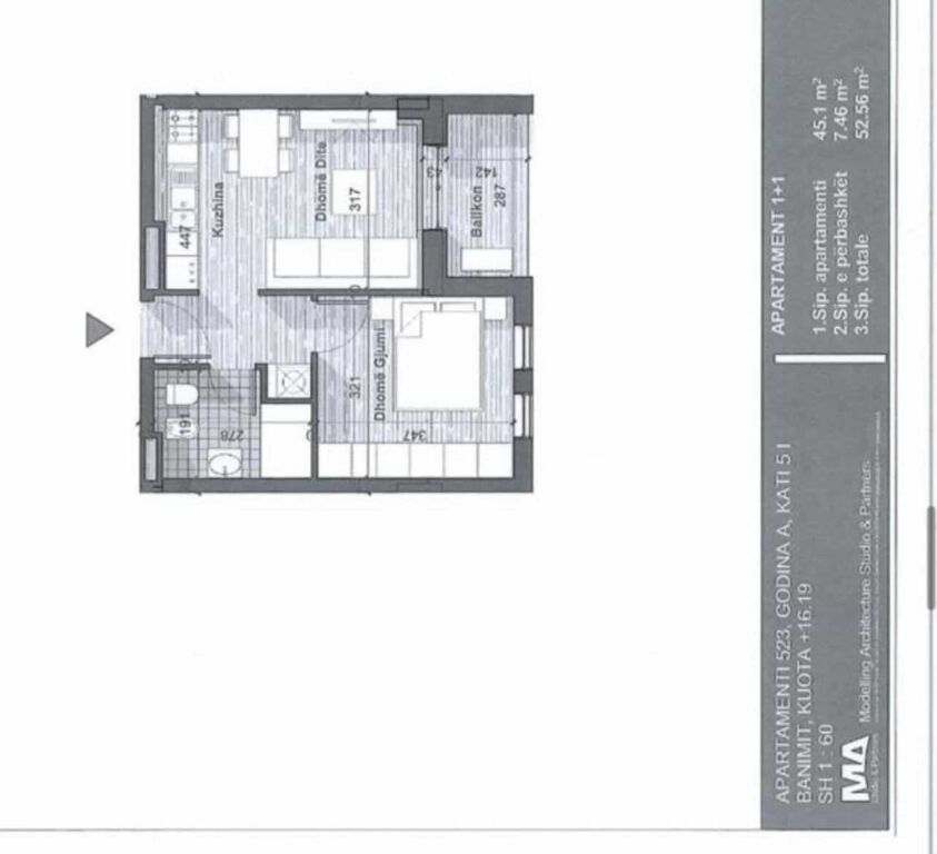 📣 SHITET Apartament 1+1 📍 Univers City Residence, Prane QTU ✨   🏢 Ndertim i Ri  🪜 Kati 5 (Banim)  📐 Siperfaqe 52.56 m2   💶 Cmimi 73.500 Euro