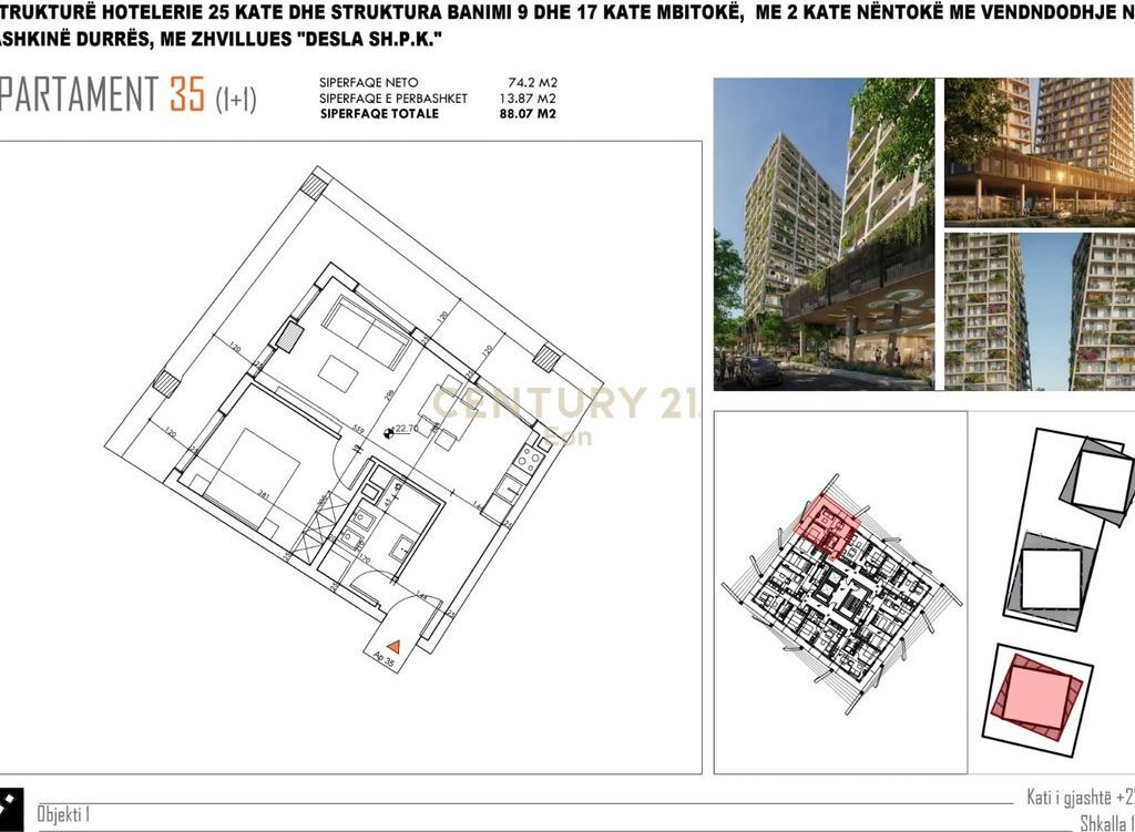 APARTMENT 1+1 FOR SALE AT "DESLA TOWER" BEACH, DURRES !
