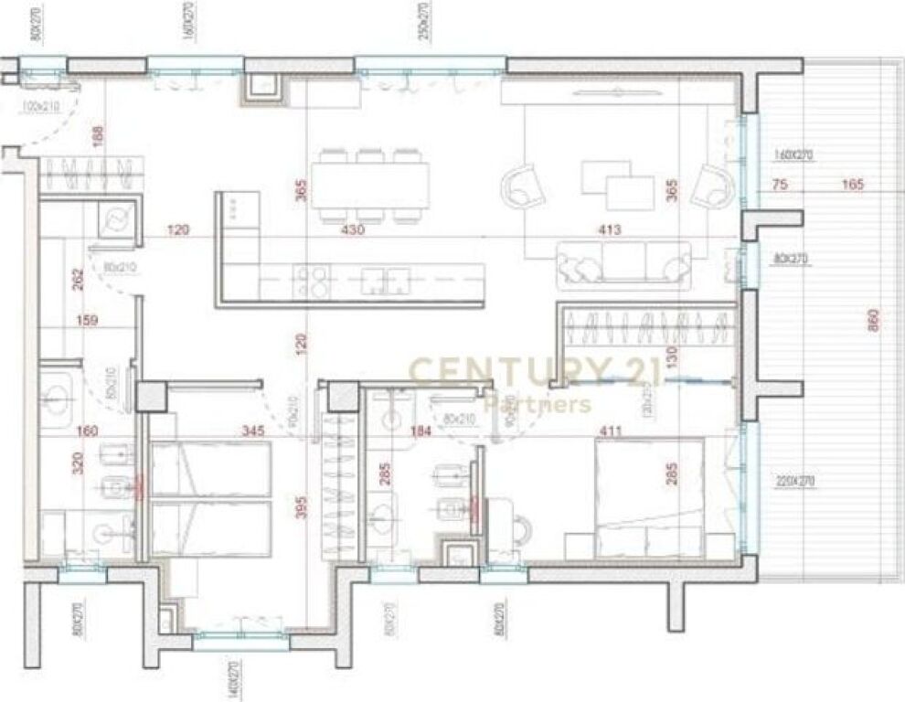 Apartment 2+1+2 for rent with 2 parking spaces