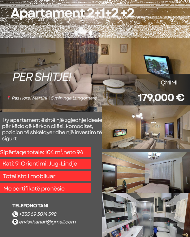 Apartment 2+1+2 for Sale, behind Martini hotel